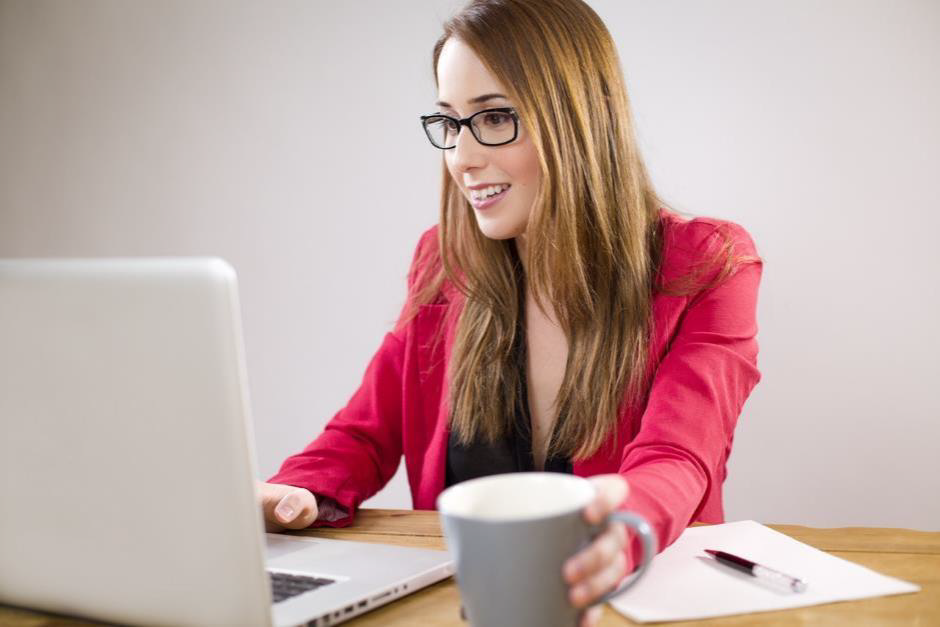 Lady Working On Computer